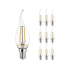 Multipack 10x Noxion Lucent LED E14 Bent-tip Candle Filament Clear 2.5W 250lm - 827 Extra Warm White | Replaces 25W
